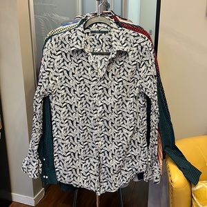 Men’s Small Perry Ellis Button Up Blue with white floral